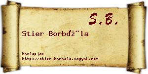 Stier Borbála névjegykártya