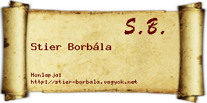 Stier Borbála névjegykártya